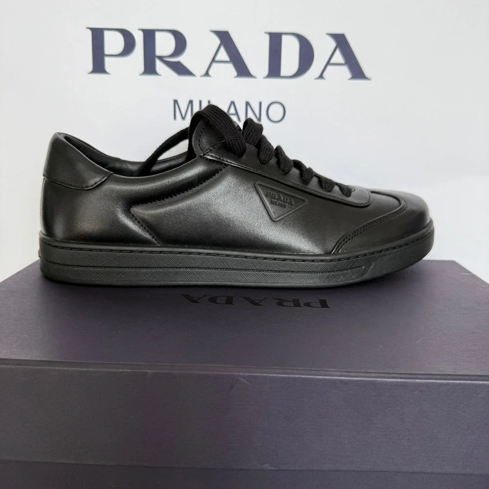 PRADA 2EG480 Black Leather Sneakers Shoes  - NEW - US 12 UK 11 - Picture 8 of 14